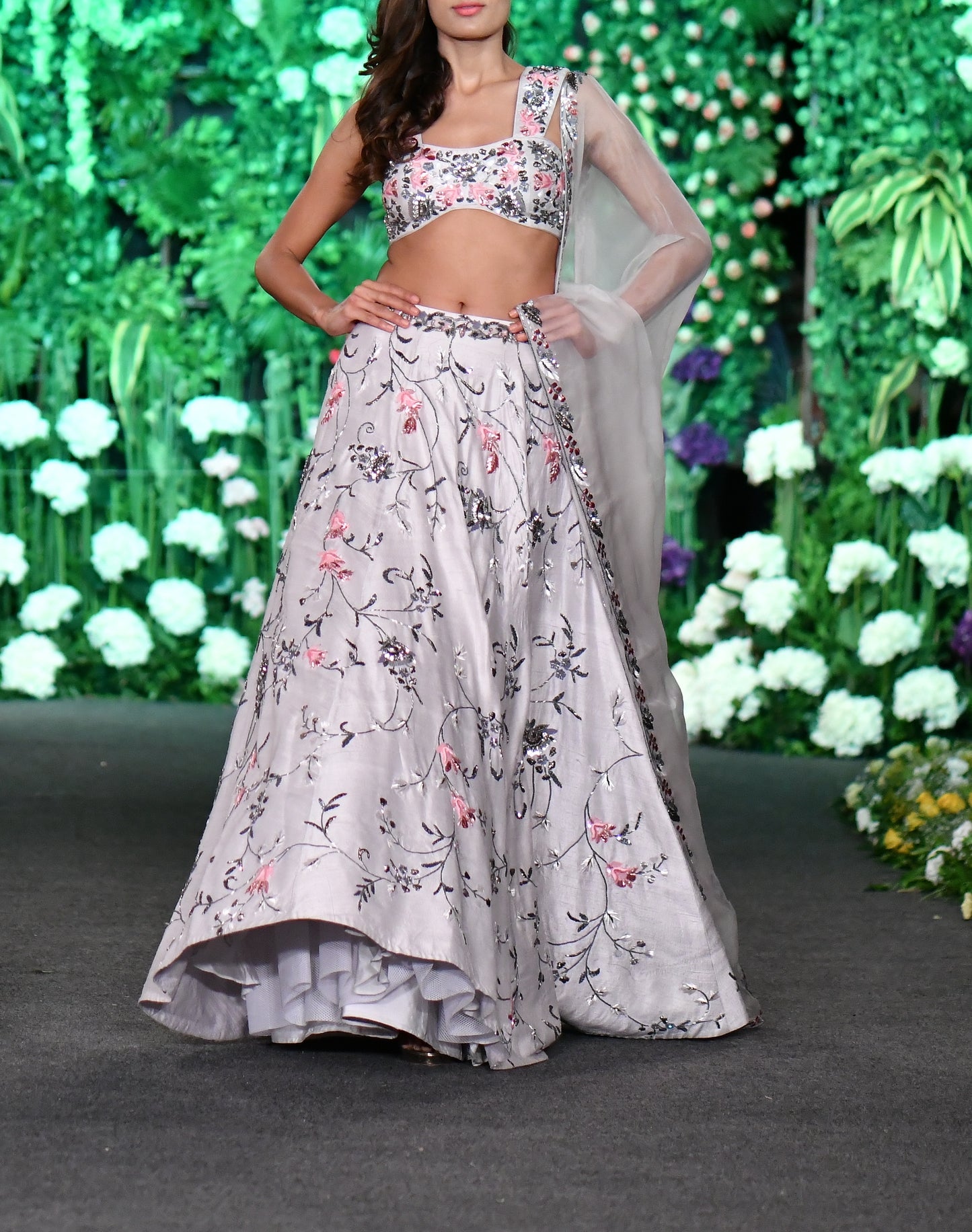 Tonal embellished grey lehenga