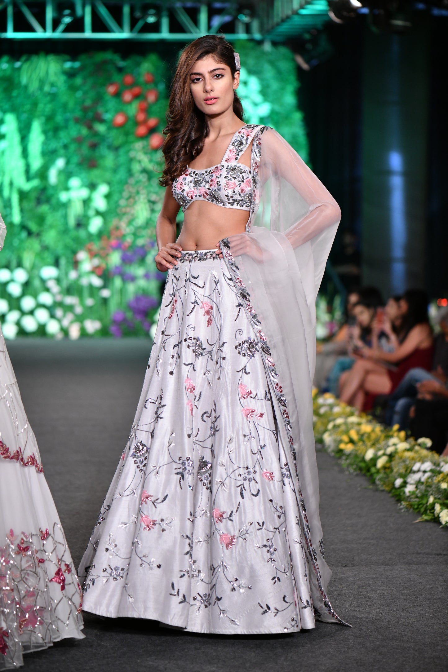 Tonal embellished grey lehenga